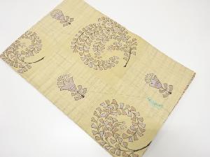 未使用品　変わり市松に抽象花模様織り出し名古屋帯